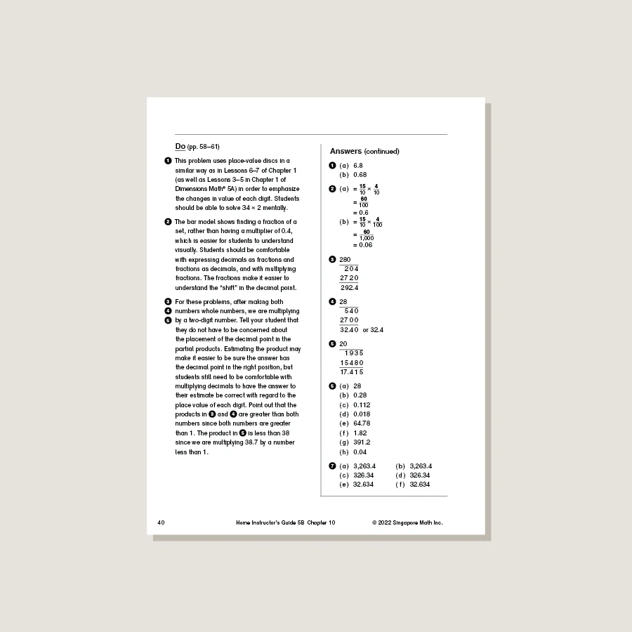 Dimensions Math Home Instructor's Guide 5B - Image 3