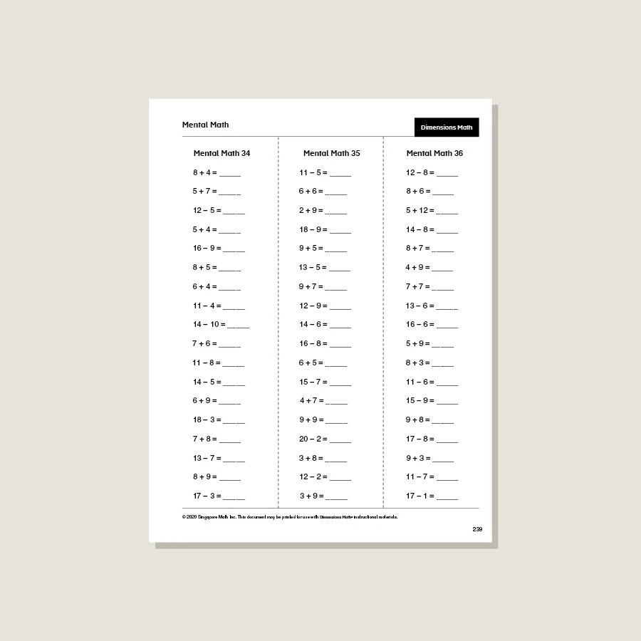 Dimensions Math Home Instructor's Printouts 1A - Blemished - Image 4