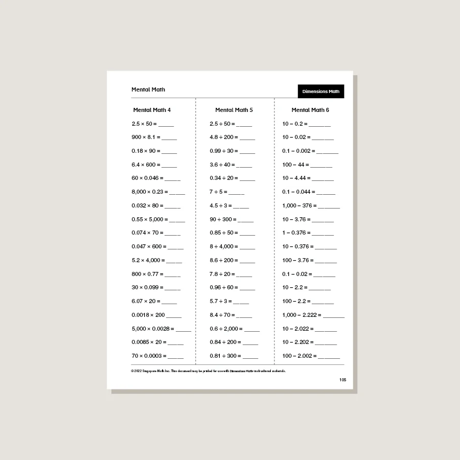Dimensions Math Home Instructor's Printouts 5B - Image 4