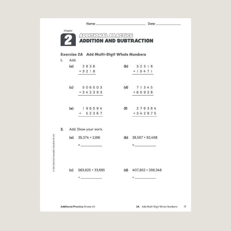 Primary Mathematics Additional Practice 4A (2022 Edition) - Blemished - Image 2