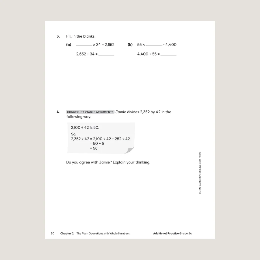 Primary Mathematics Additional Practice 5A (2022 Edition) - Blemished - Image 4