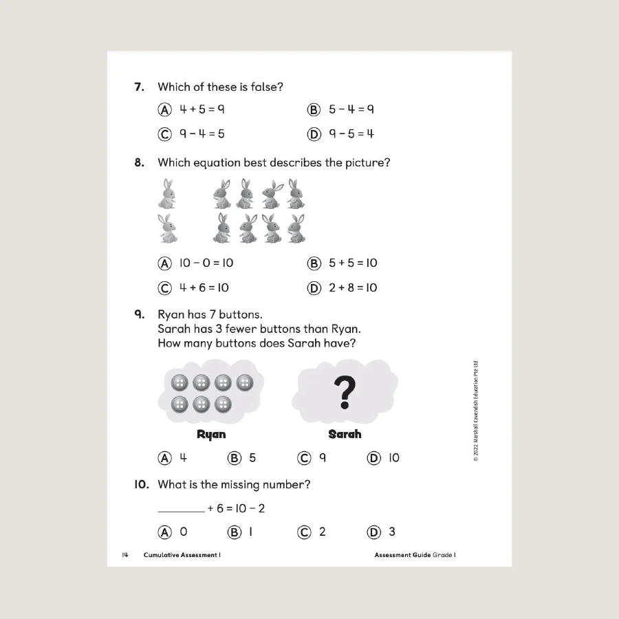 Primary Mathematics Assessment Guide Teacher Edition 1 (2022 Edition) - Image 3
