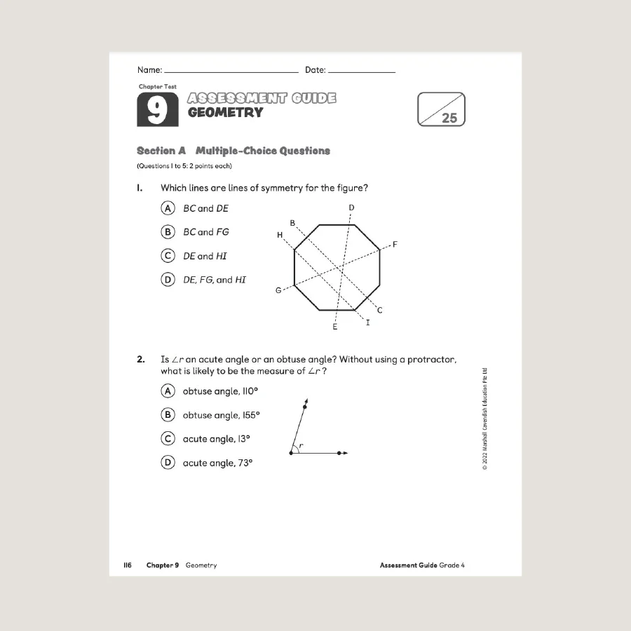 Primary Mathematics Assessment Guide Teacher Edition 4 (2022 Edition) - Image 3