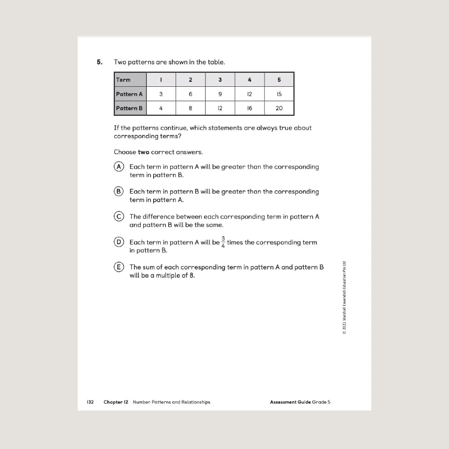 Primary Mathematics Assessment Guide Teacher Edition 5 (2022 Edition) - Image 4