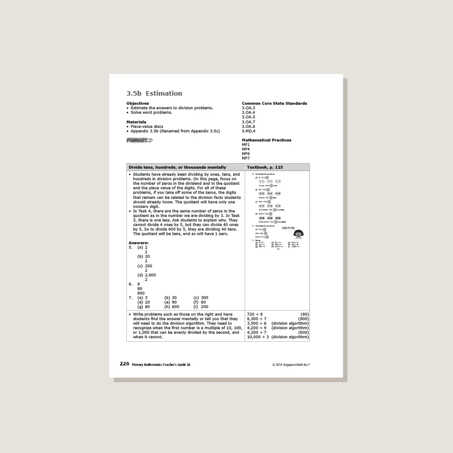 Primary Mathematics Common Core Edition Teacher's Guide 3A - Blemished - Image 2