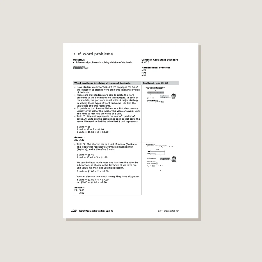 Primary Mathematics Common Core Edition Teacher's Guide 4B - Blemished - Image 2