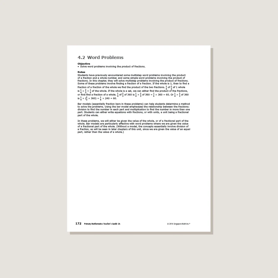 Primary Mathematics Common Core Edition Teacher's Guide 5A - Blemished - Image 2