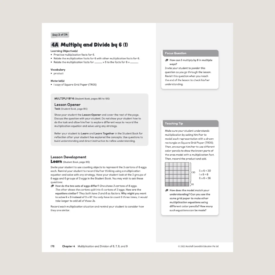 Primary Mathematics Home Instructor's Guide 3A (2022 Edition) - Blemished - Image 3