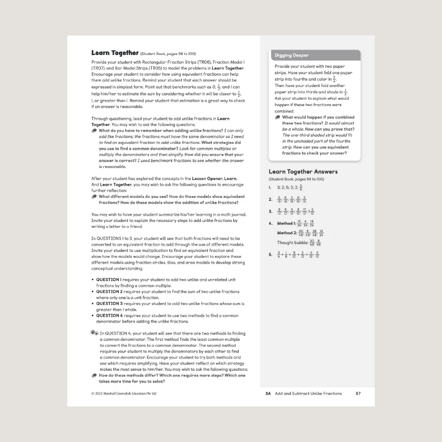 Primary Mathematics Home Instructor's Guide 5A (2022 Edition) - Blemished - Image 4