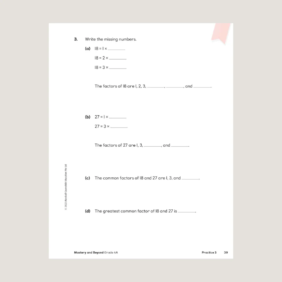 Primary Mathematics Mastery and Beyond 4A (2022 Edition) - Blemished - Image 3