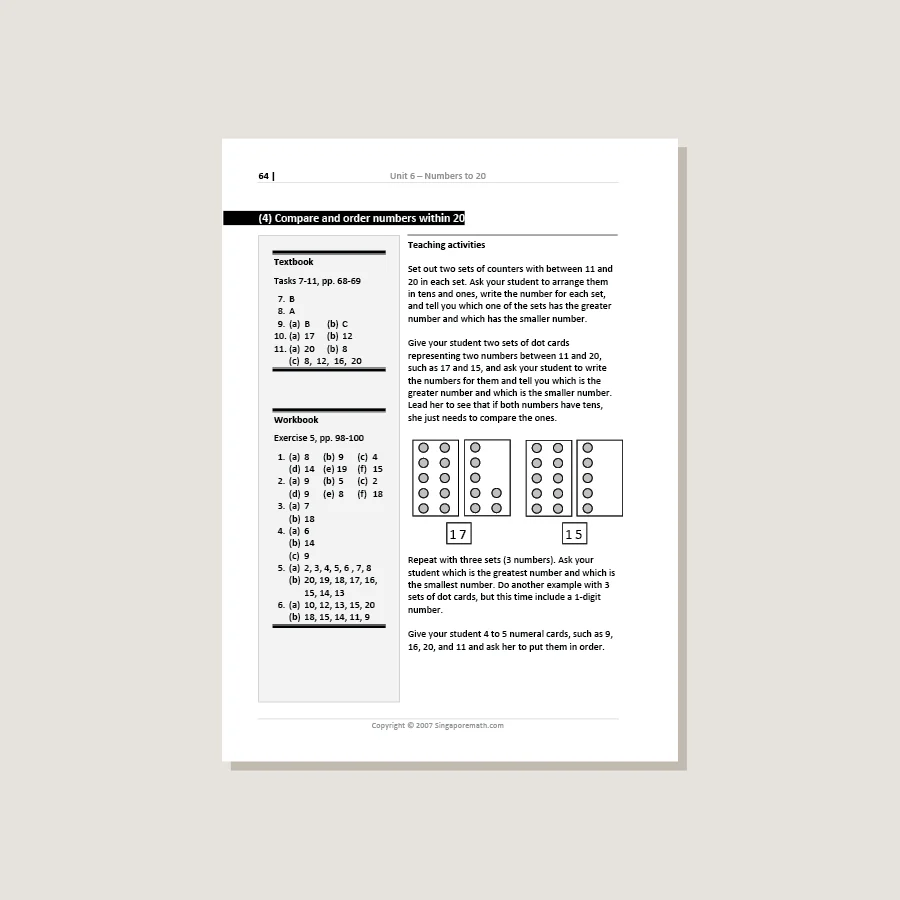 Primary Mathematics Standards Edition Home Instructor's Guide 1A - Image 3