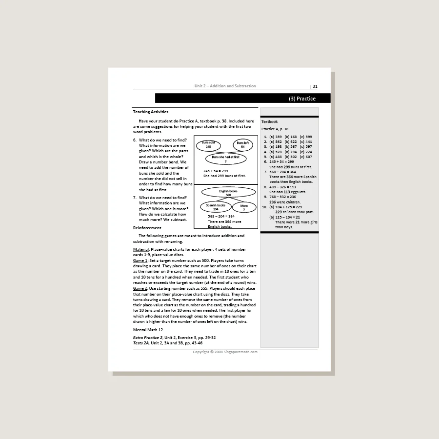 Primary Mathematics Standards Edition Home Instructor's Guide 2A - Blemished - Image 3