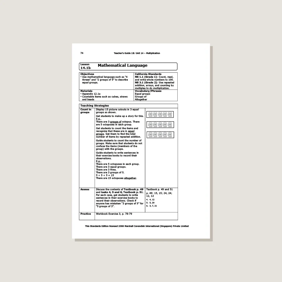 Primary Mathematics Standards Edition Teacher's Guide 1B - Blemished - Image 2