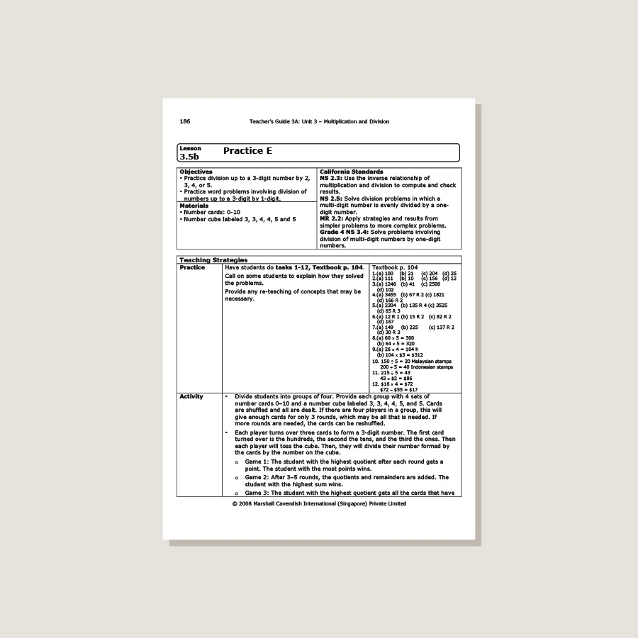 Primary Mathematics Standards Edition Teacher's Guide 3A - Blemished - Image 3