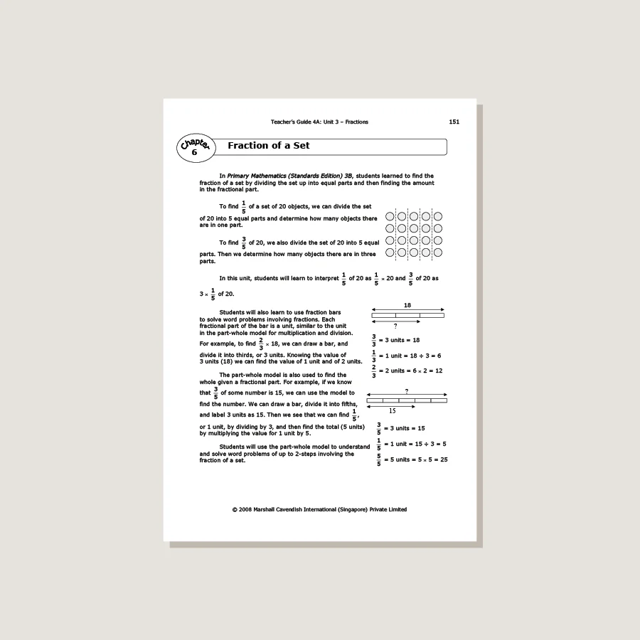 Primary Mathematics Standards Edition Teacher's Guide 4A - Blemished - Image 3
