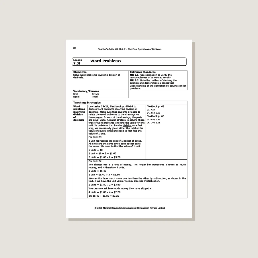 Primary Mathematics Standards Edition Teacher's Guide 4B - Blemished - Image 3