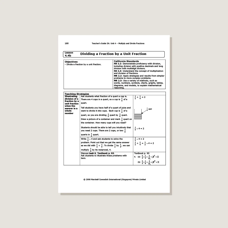 Primary Mathematics Standards Edition Teacher's Guide 5A - Blemished - Image 3