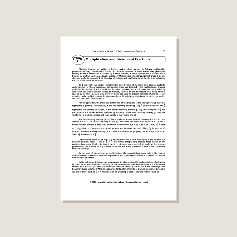 Primary Mathematics Standards Edition Teacher's Guide 6A - Blemished - Image 2
