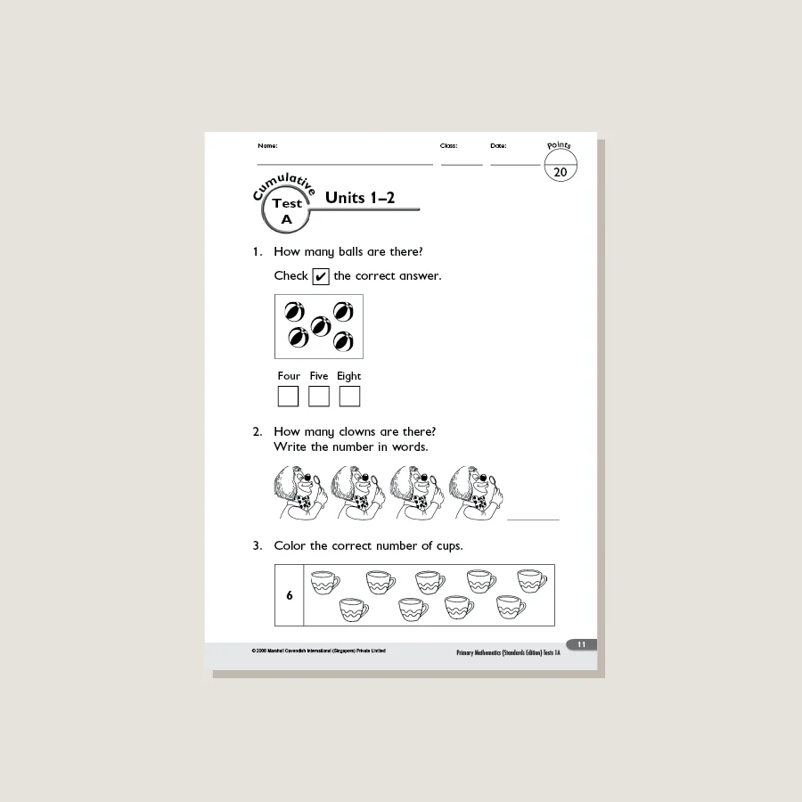 Primary Mathematics Standards Edition Tests 1A - Blemished - Image 3