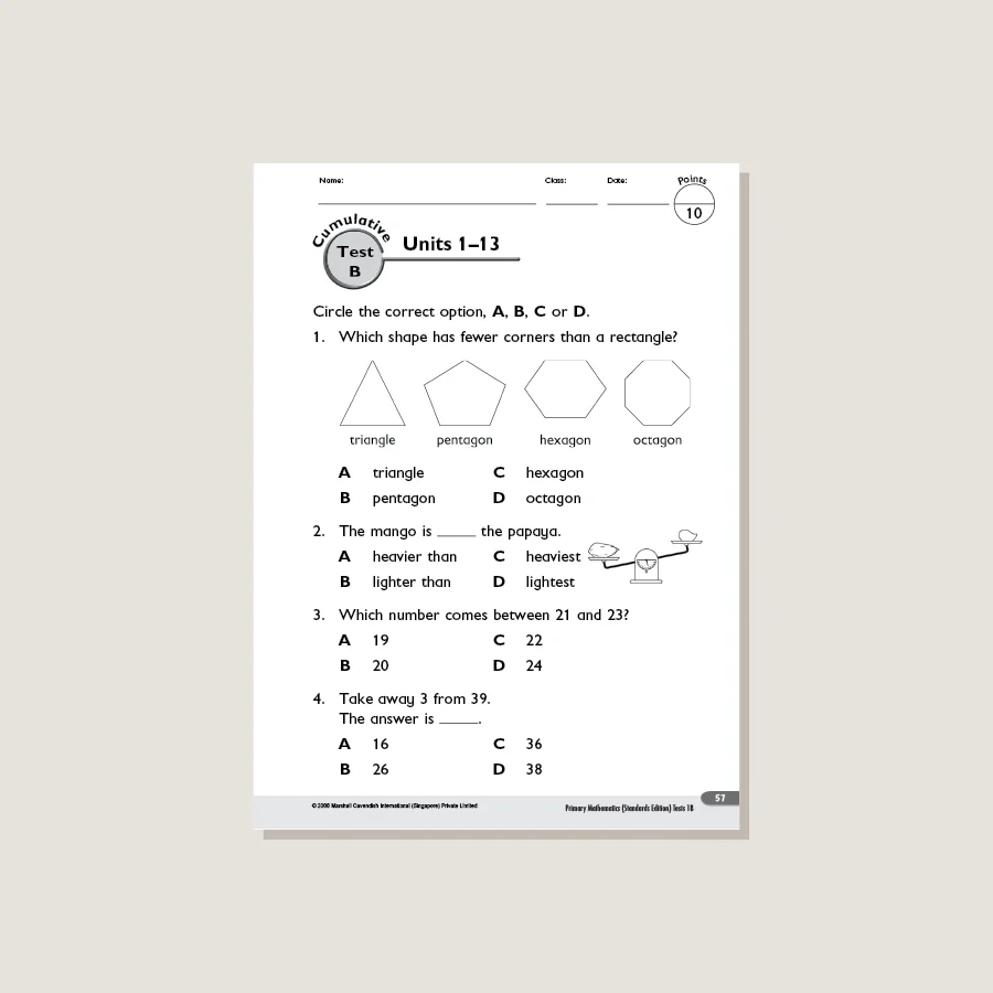 Primary Mathematics Standards Edition Tests 1B - Image 3
