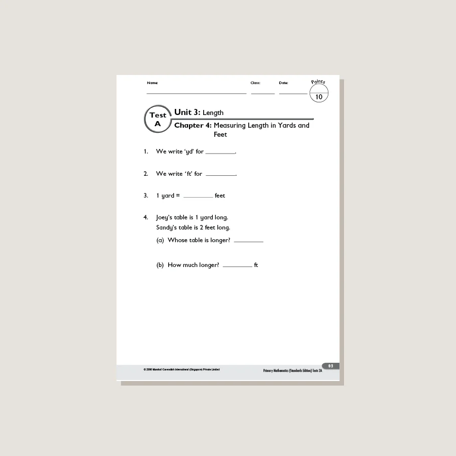 Primary Mathematics Standards Edition Tests 2A - Blemished - Image 3