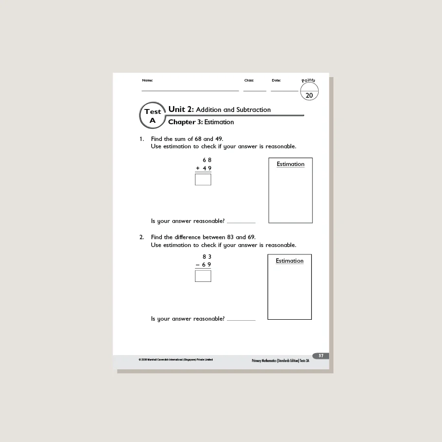 Primary Mathematics Standards Edition Tests 3A - Image 2