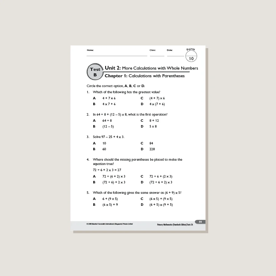 Primary Mathematics Standards Edition Tests 5A - Image 2