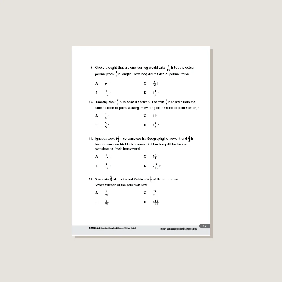 Primary Mathematics Standards Edition Tests 5A - Image 3