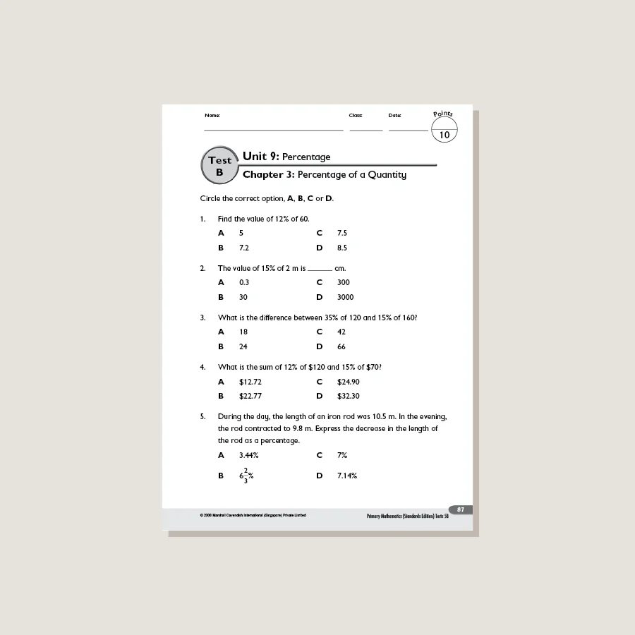 Primary Mathematics Standards Edition Tests 5B - Image 3
