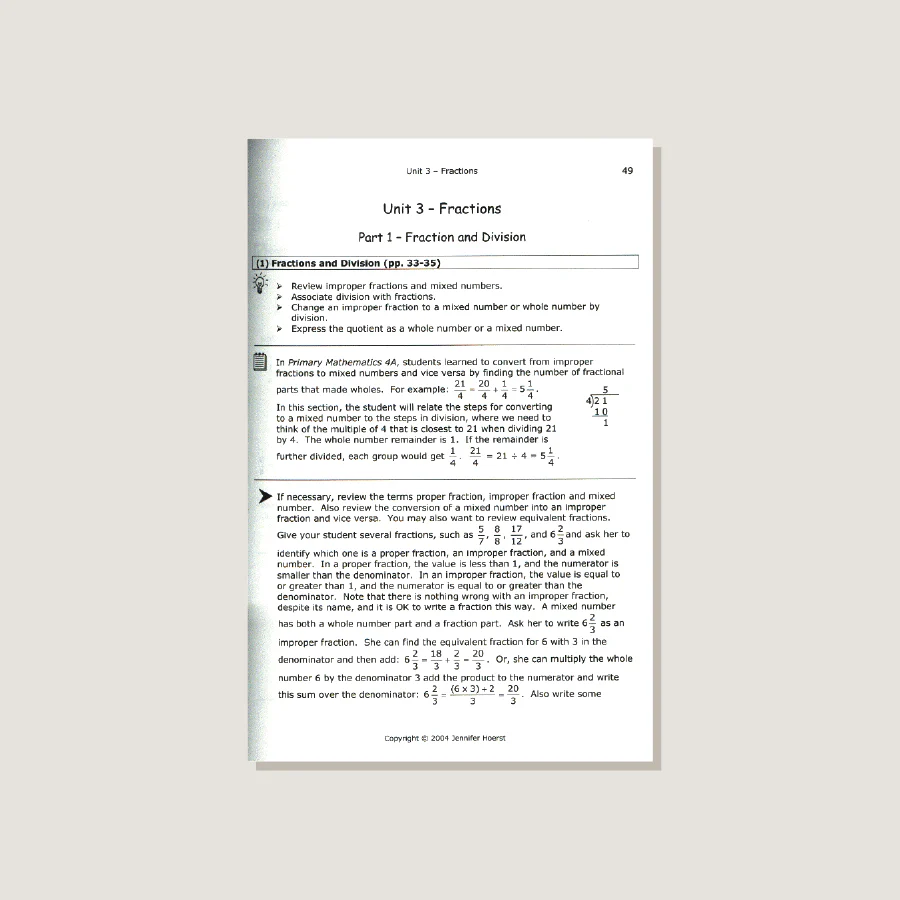Primary Mathematics U.S. Edition Home Instructor's Guide 5A - Blemished - Image 2