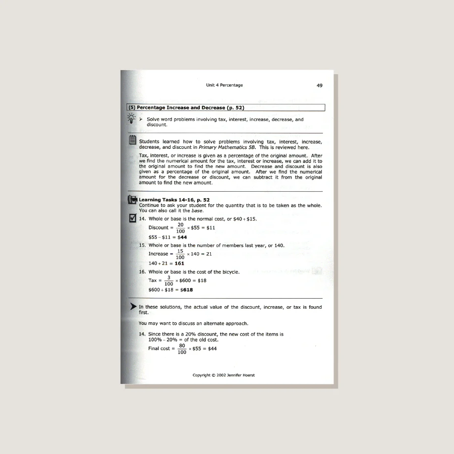 Primary Mathematics U.S. Edition Home Instructor's Guide 6A - Image 4