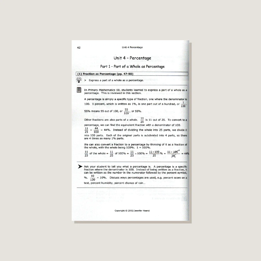 Primary Mathematics U.S. Edition Home Instructor's Guide 6A - Blemished - Image 2